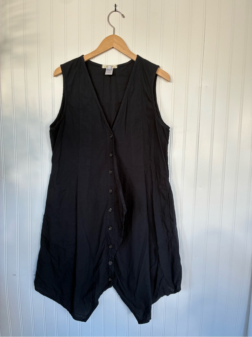 Prairie Underground Asymmetrical Sleeveless Button-Front Black Tunic Dress